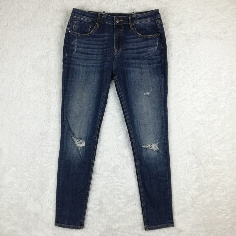 Vigoss Womens Jeans Marley Skinny Blue Denim Medium Wash Distressed Ripped 30‎